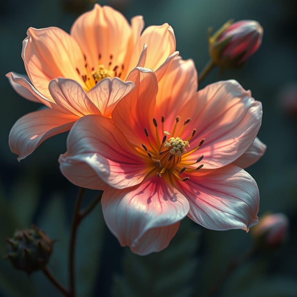 Softly Lit Flowers with Preserved Petals