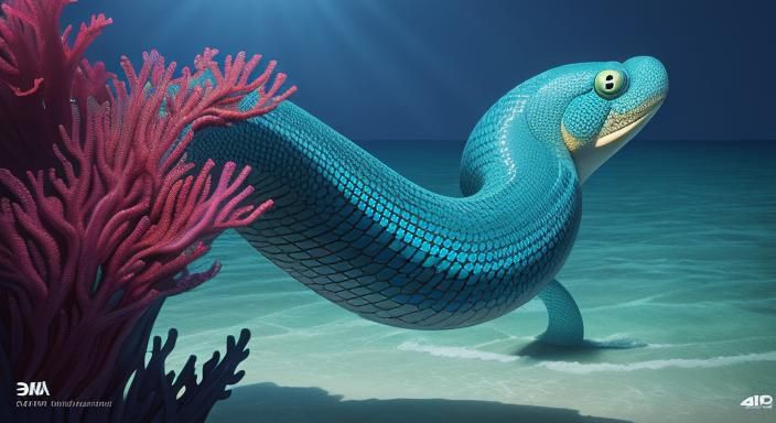Beautiful Ocean Sea Snake in 3D Digital Art