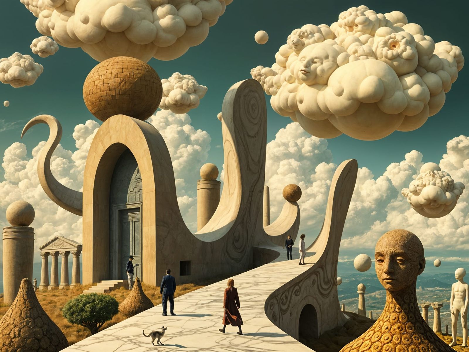 Surreal Botanical Dreamscape with Floating Cryptozoology