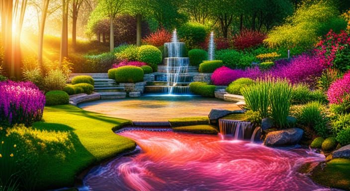 Hyperrealistic Garden in Splash Art Style