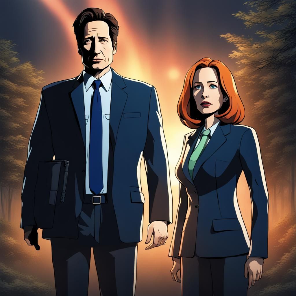 The X-Files: Mulder and Scully as Anime