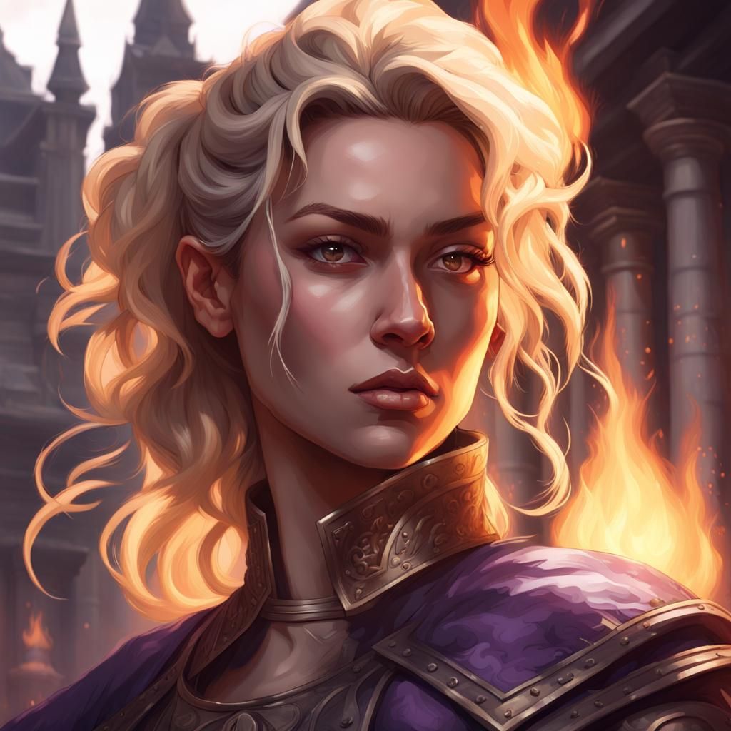 Determined Woman in Armor Portrait, Digital Art