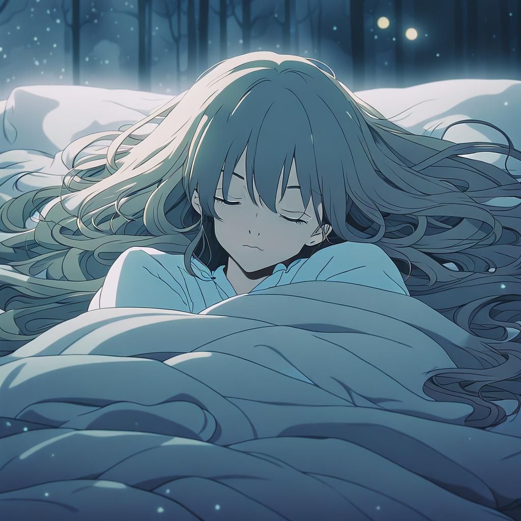 Anime Girl Sleeping: Soft Focus Digital Art