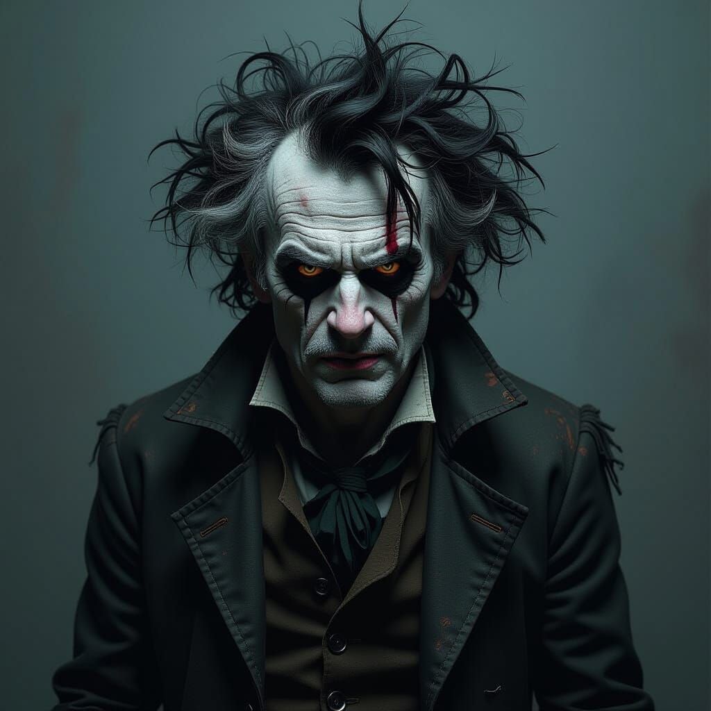 Gothic Horror Madman in Style of Ash Thorp