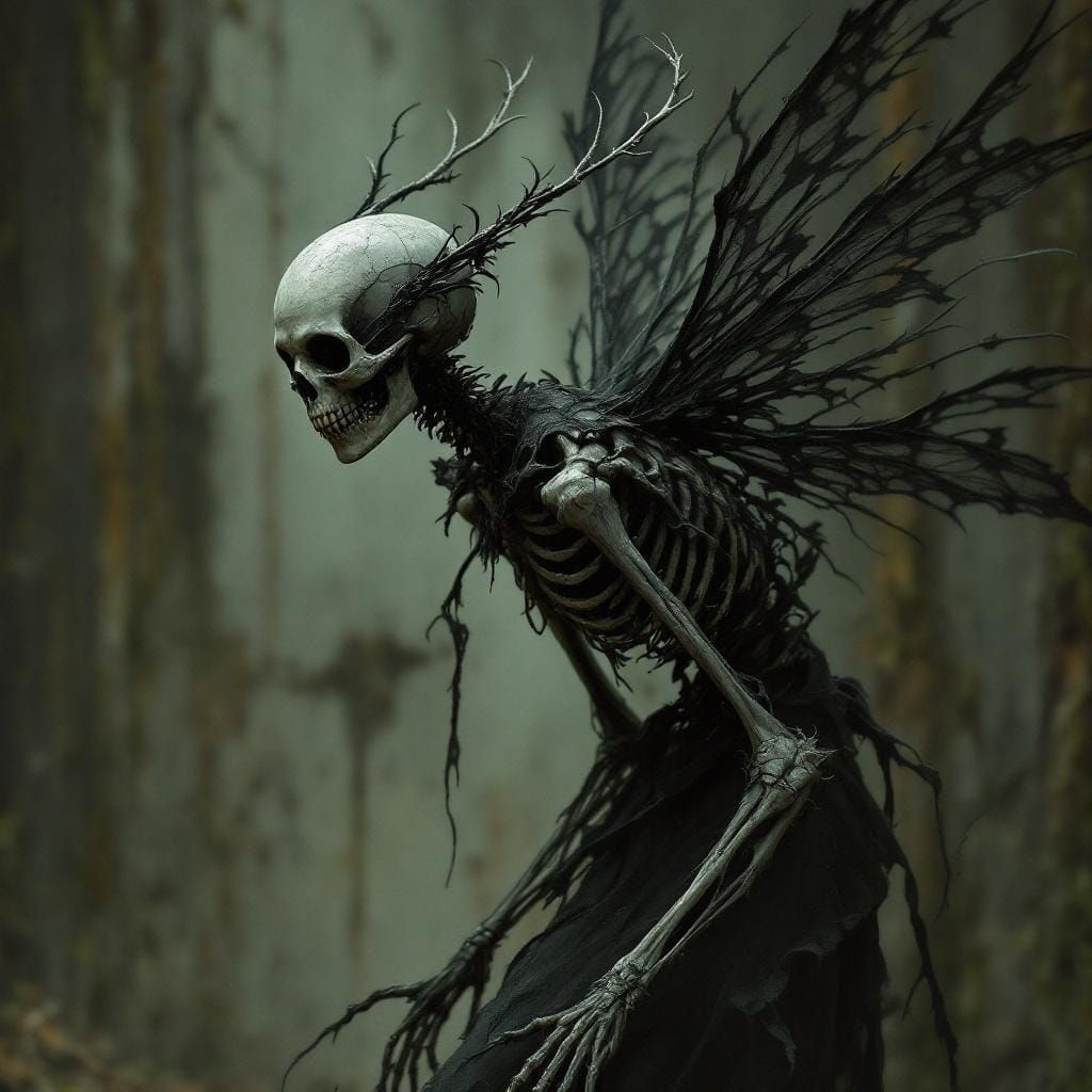 Sinister Skeleton Fairy with Bony Wings