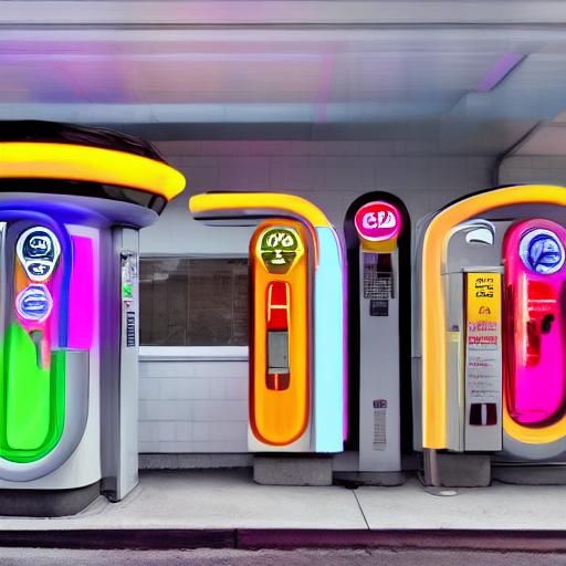 Retro-Futuristic Gas Station for Aliens in Neon Lights