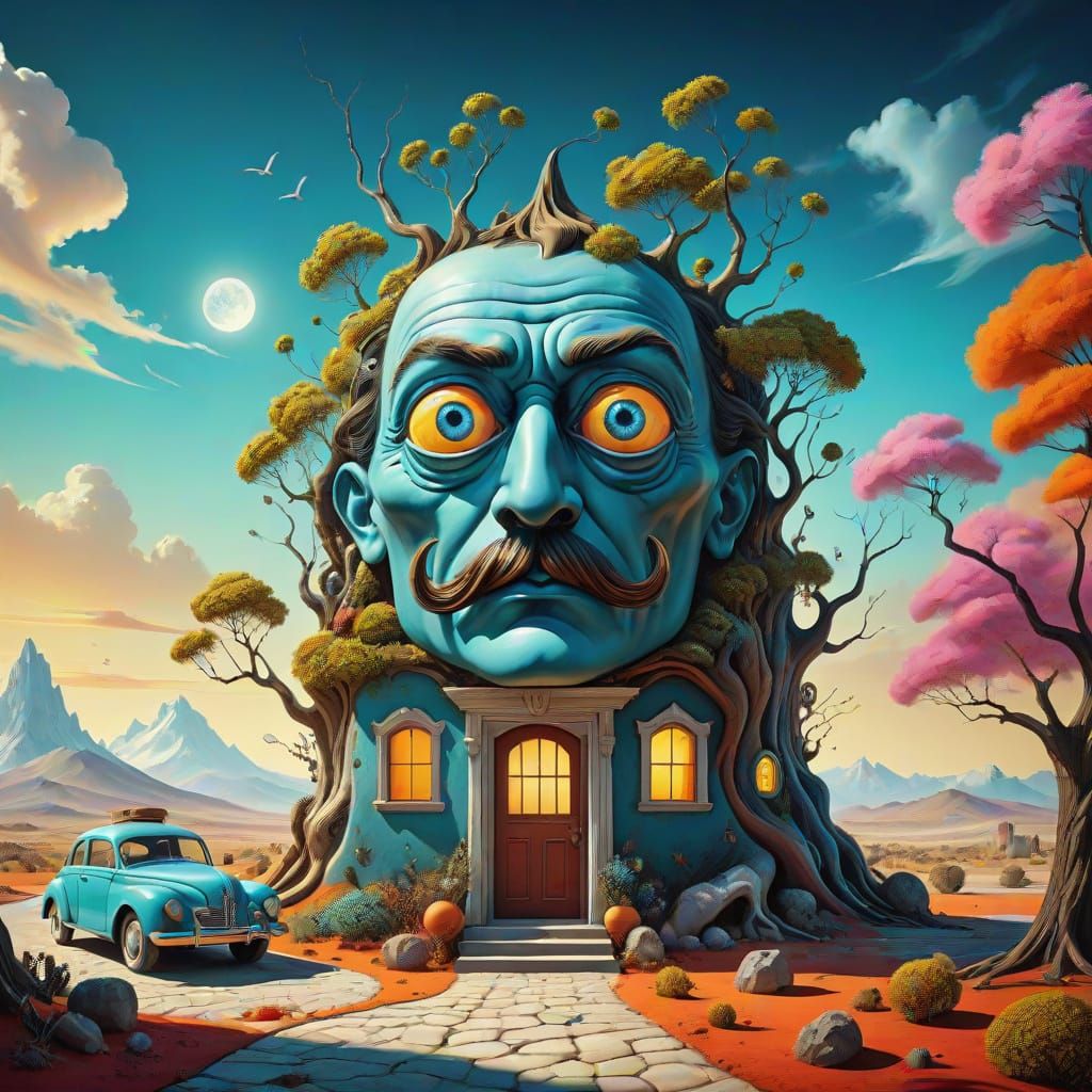 Whimsical Anthropomorphic Landscapes in Bright, Playful Styl...