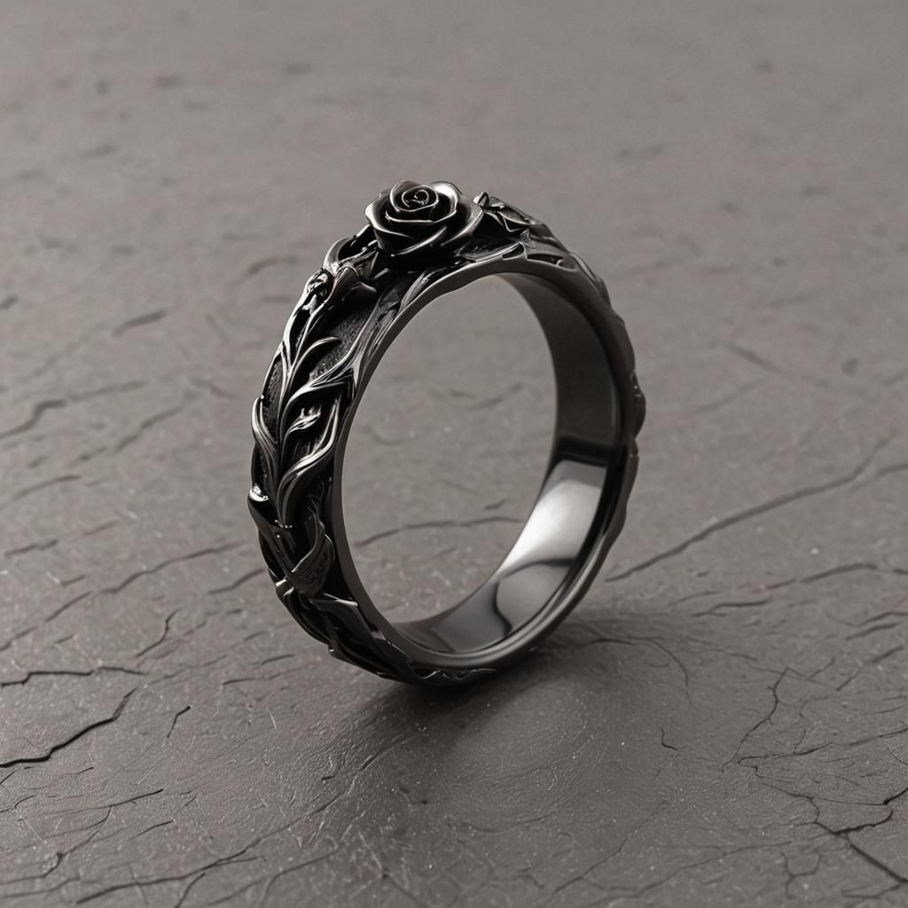 Grim Reaper Scythe Rose Ring: Dark Fantasy Art