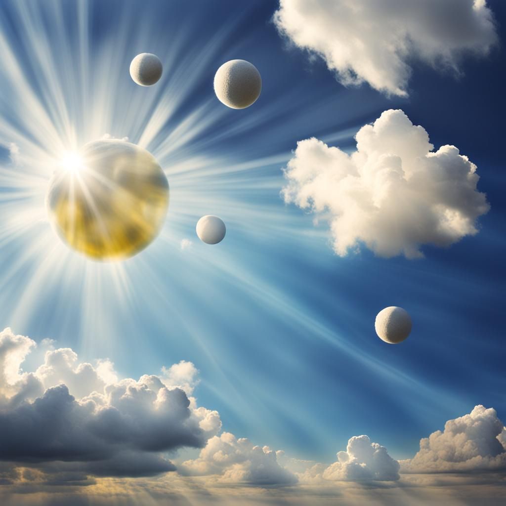 Heavenly Sunshine Beams Through Divine Clouds