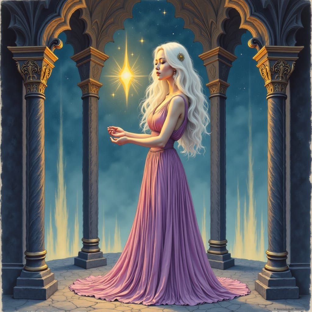 Zarina in Crystal Palace: Art Nouveau Starlight Gown