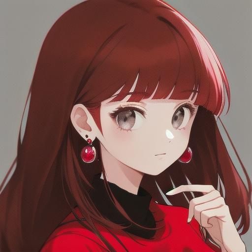 Girl with Ruby Earrings Holding Tamagotchi