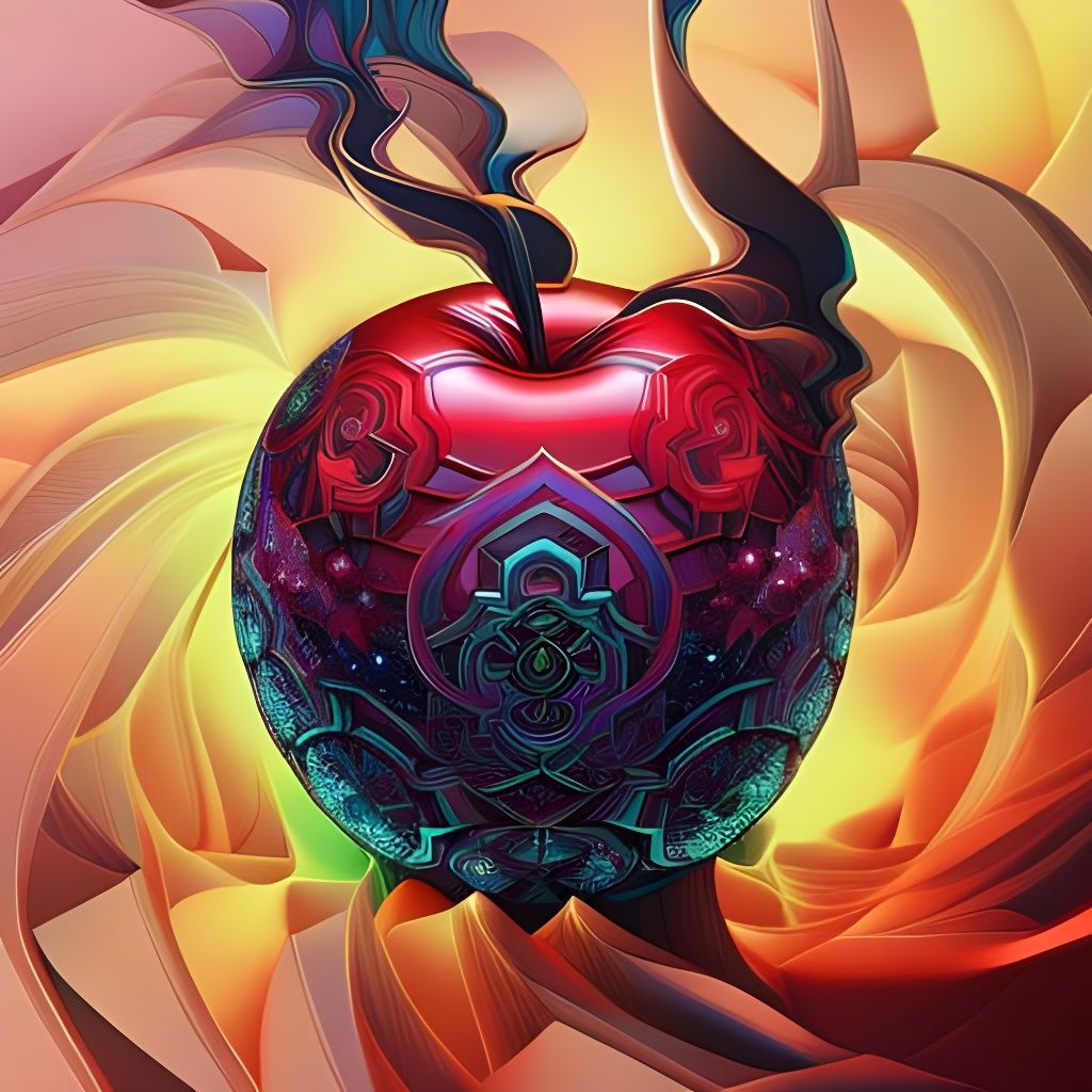 Hyperrealistic Honey Drip Apple in Polygon Art Style
