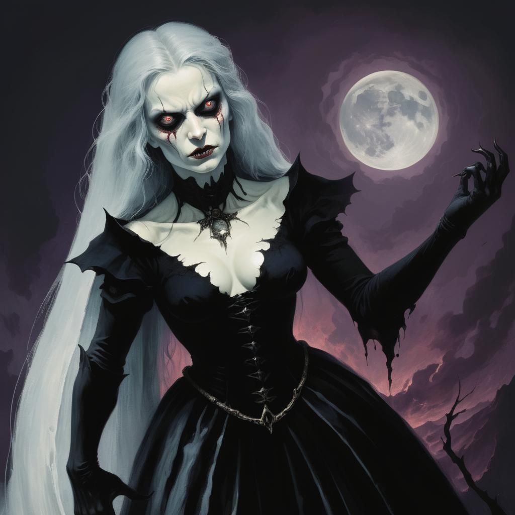Demonic Woman with Piercing Eyes in Gothic Horror Style