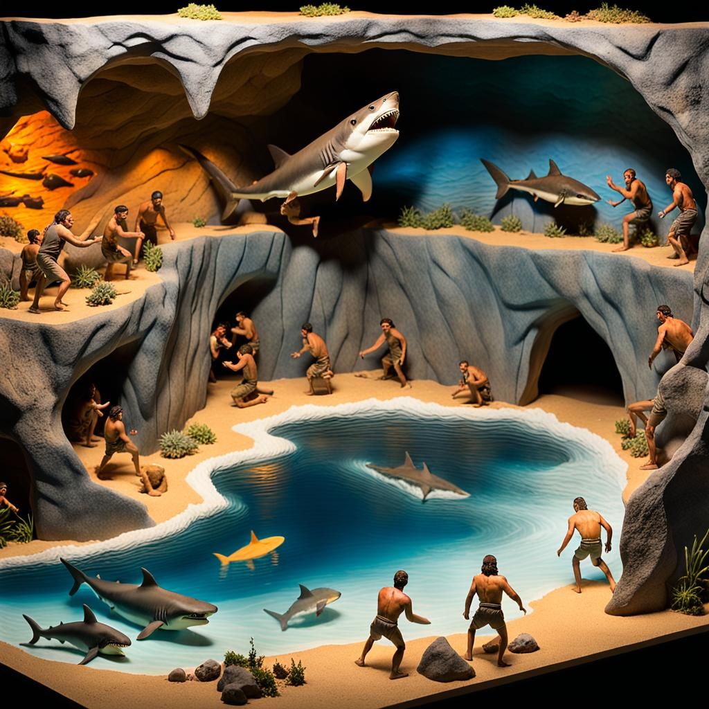 Megalodon Mural: Primordial Shark Attack Diorama