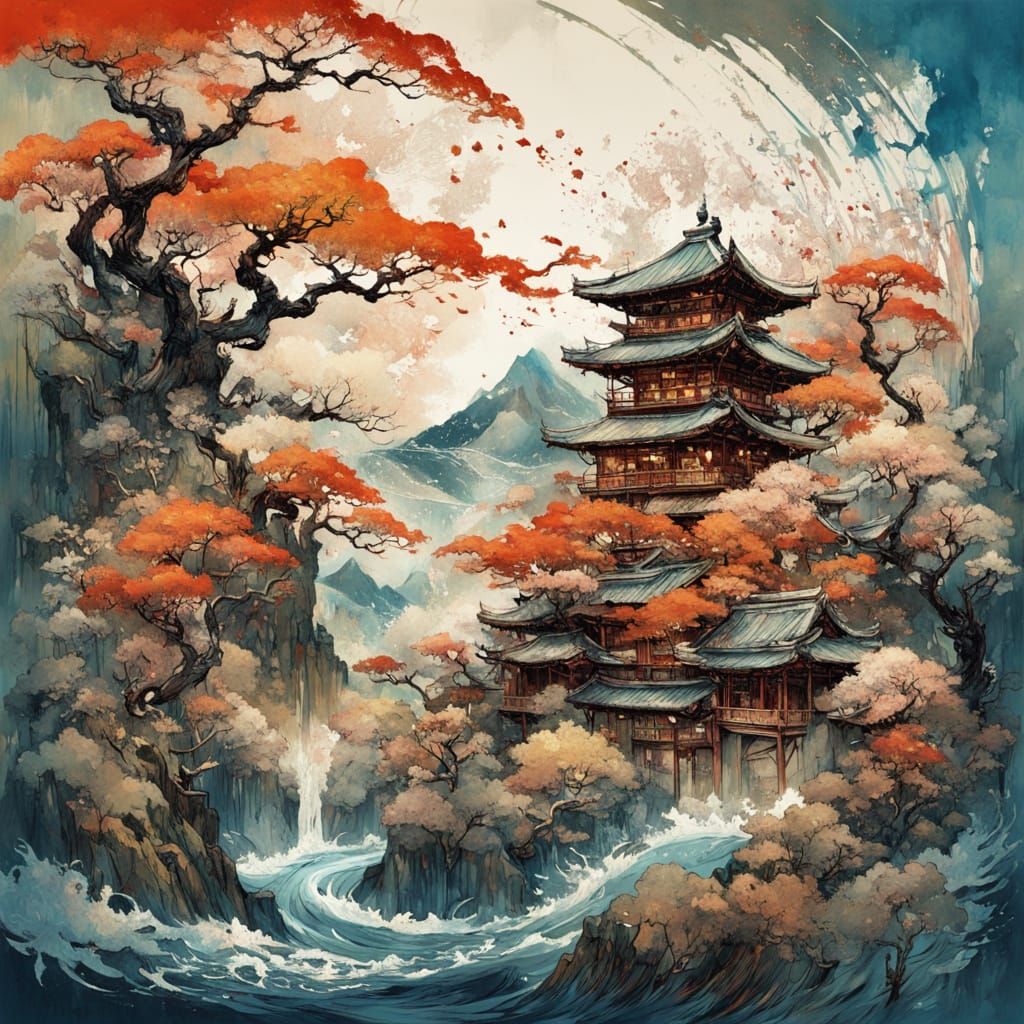 Fantastical Summer Landscape in Expressionist Style