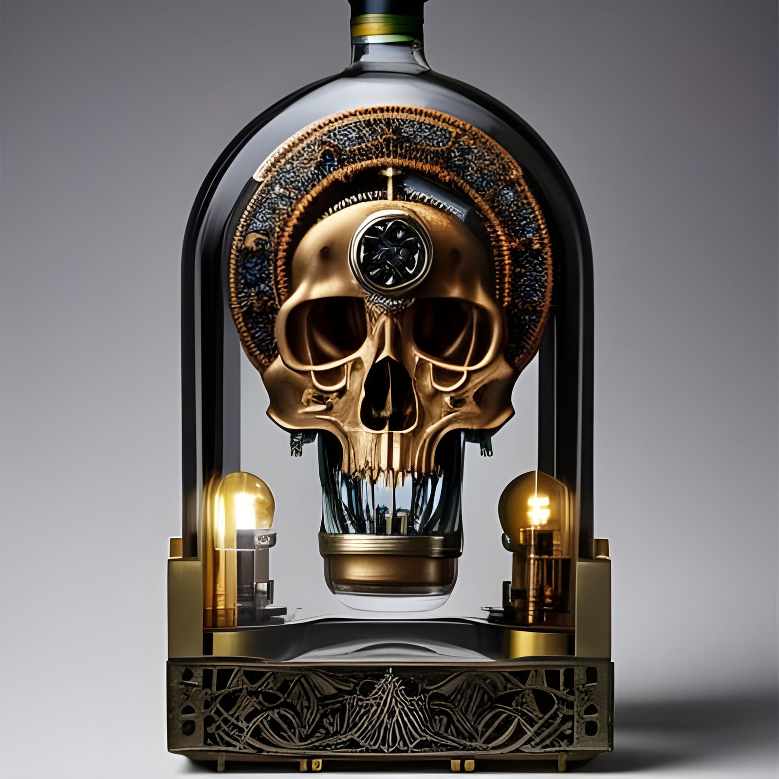 Crystal Steampunk Skull: Detailed Fantasycore Art