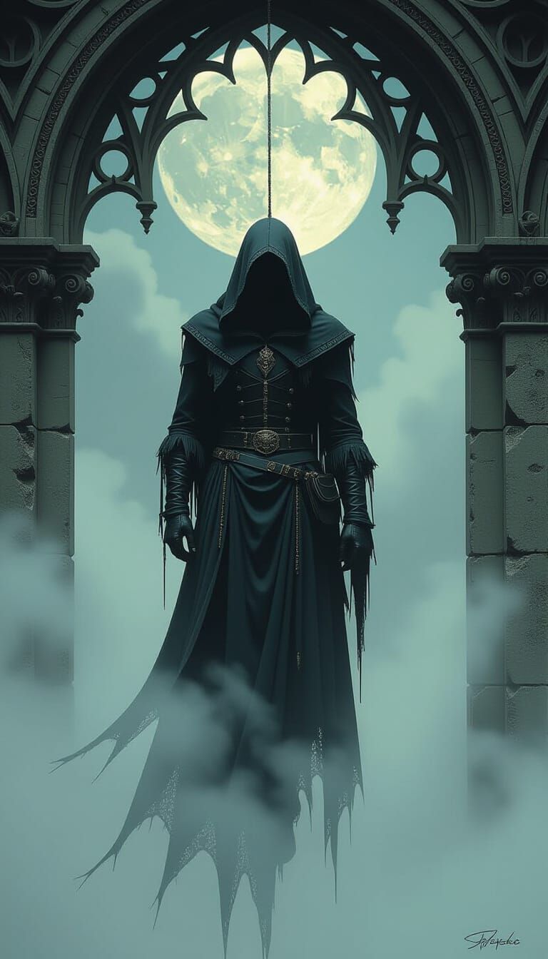 Gothic Tarot Card: The Hanged Man in Sinister Style