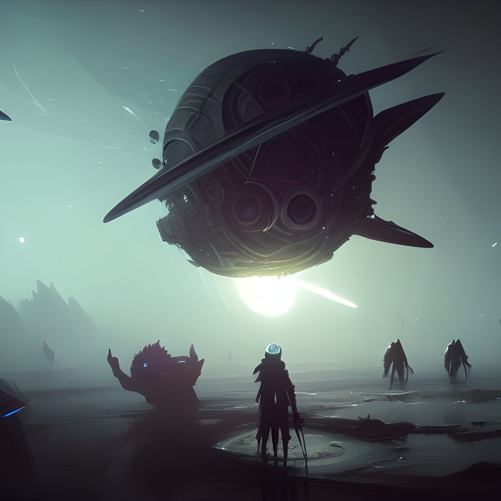 Planetary Shell with Conduit Armature: Dark Fantasy Art