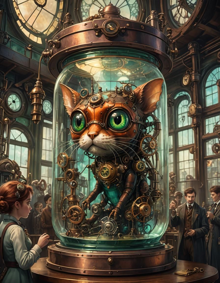 Steampunk Scientists Examine Clockwork Critter