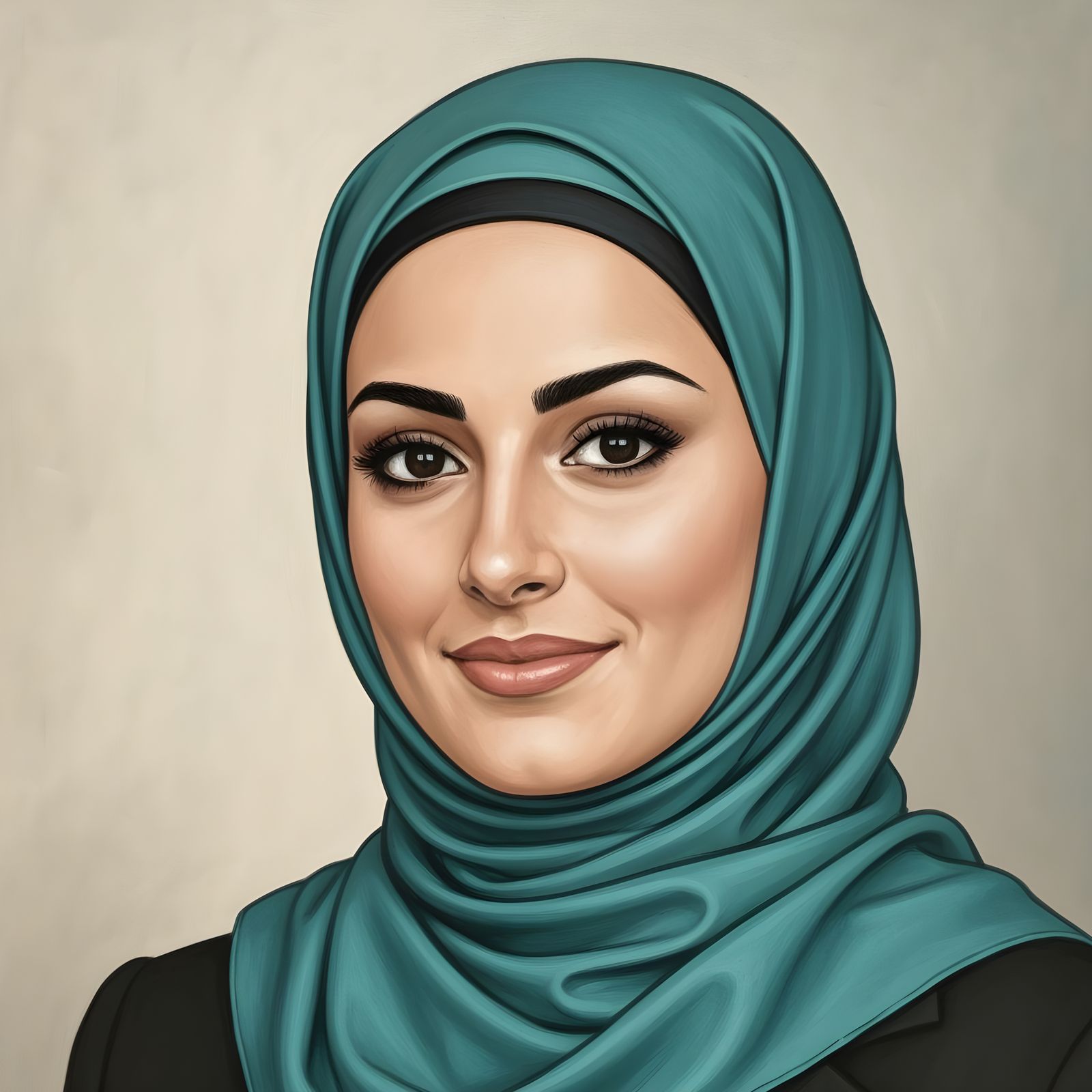 Beautiful Hijabi Business Woman Portrait Painting