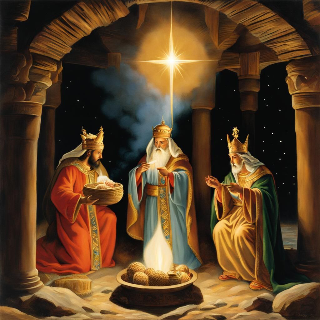 Three Wise Men and Baby Jesus