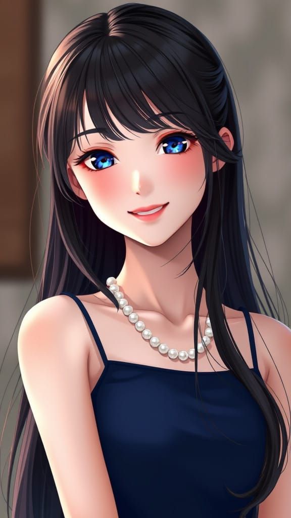 Ethereal Anime-Inspired Beauty in Dark Blue