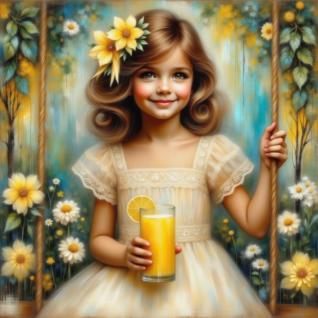 Vintage Summer Scene in Oil Painting Style