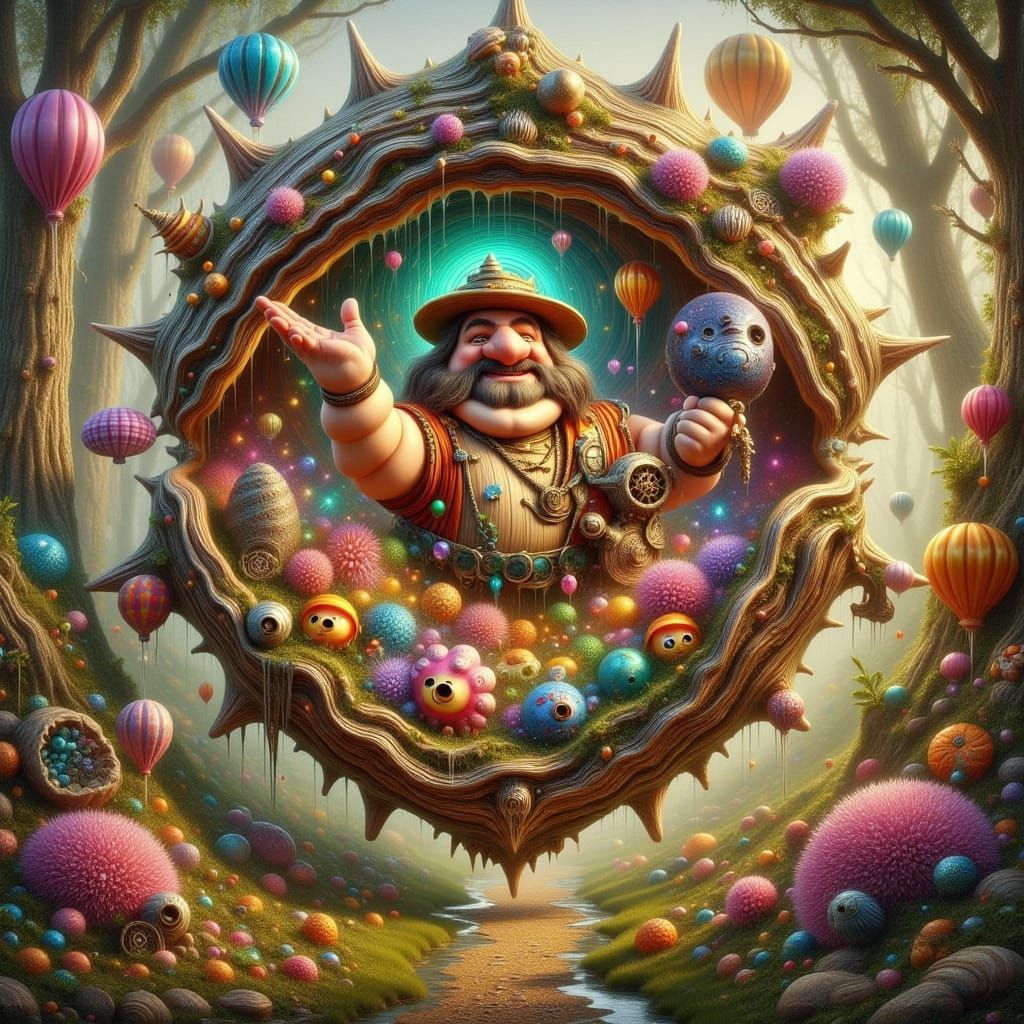 Surreal Futuristic Cottagecore Village with Fantasy Elements