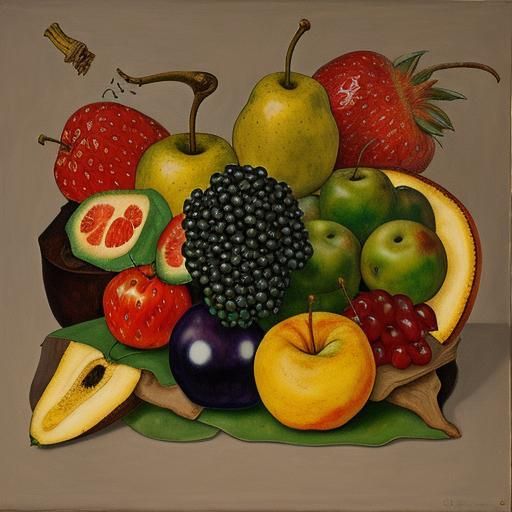 Surreal Still Life with Grotesque Rat, Schiele Style