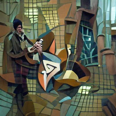 Glasgow Busker: Abstract Cubism Inspired Art
