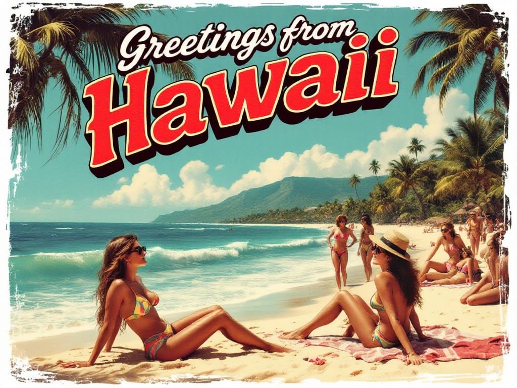 1970s Hawaiian Beach Holiday Postcard