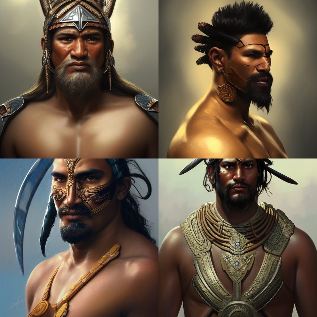 Maori Warrior Portrait in Hyperdetailed Digital Art Style
