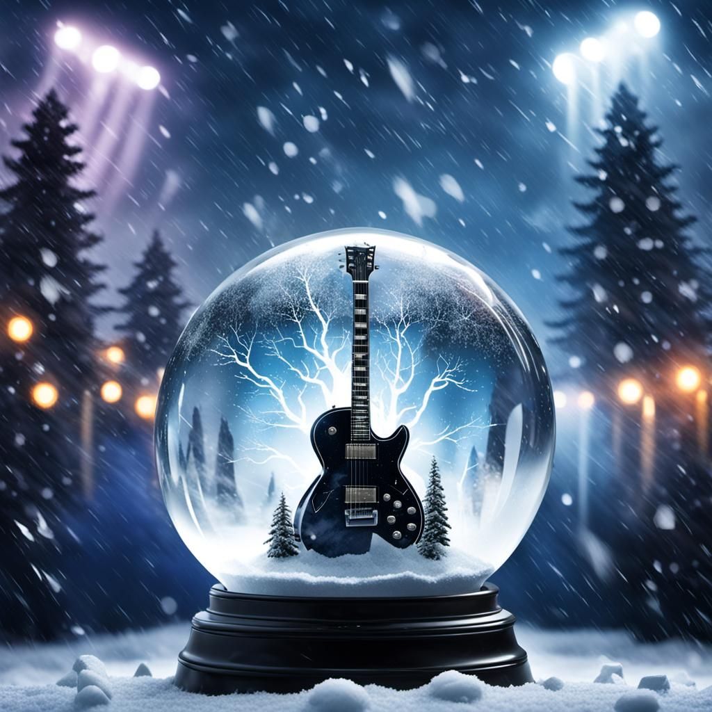 Rock Concert in Snow Globe with Lightning