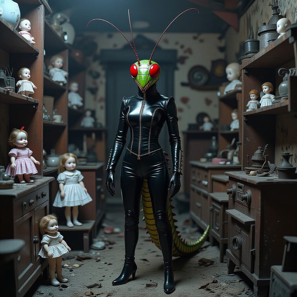 Demonic Hybrid in Antique Shop, Grotesque Photography