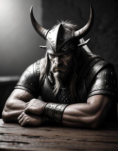 Two-Horned Viking Helmet on Ancient Table