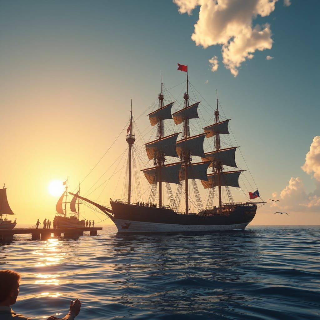 Majestic Frigate Returns to Home Harbor in Vibrant, Unreal E...