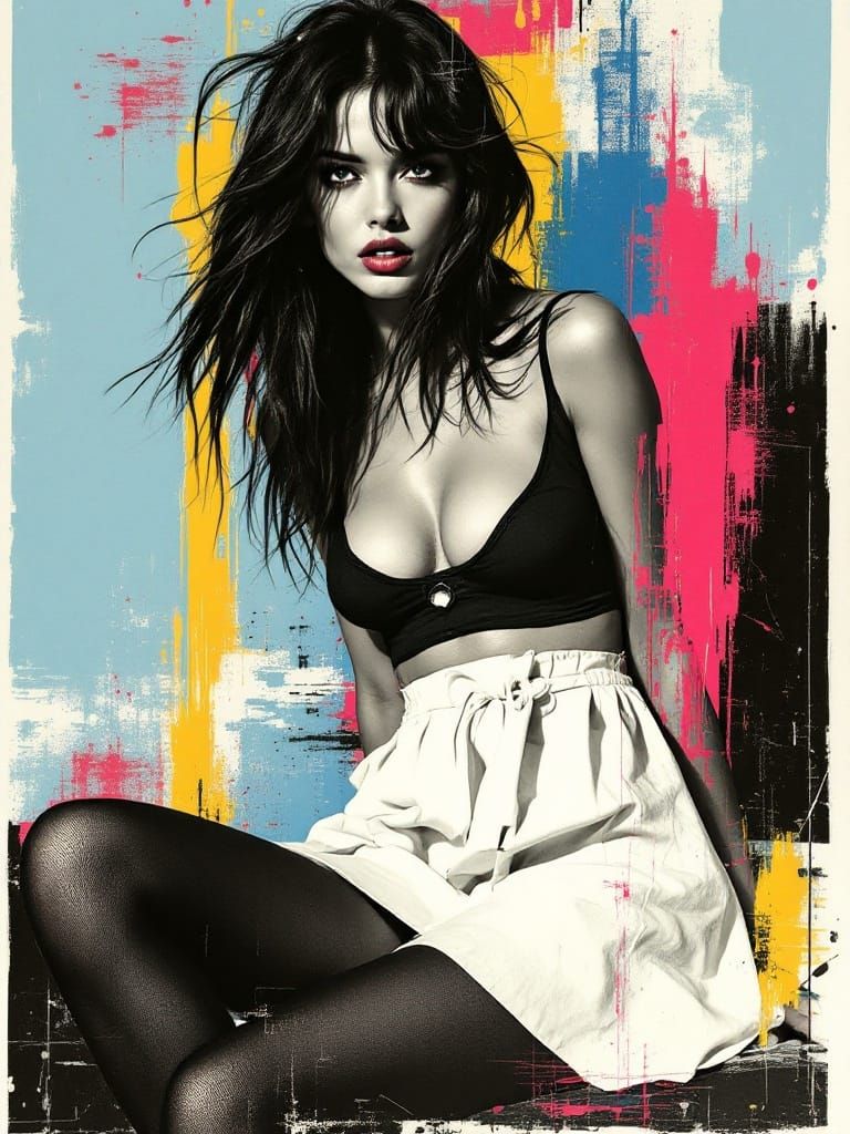 Fashion Figure Study in Risograph Pop Art Style