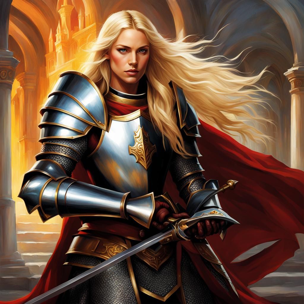 Fierce Armored Knight in Magic Card Style