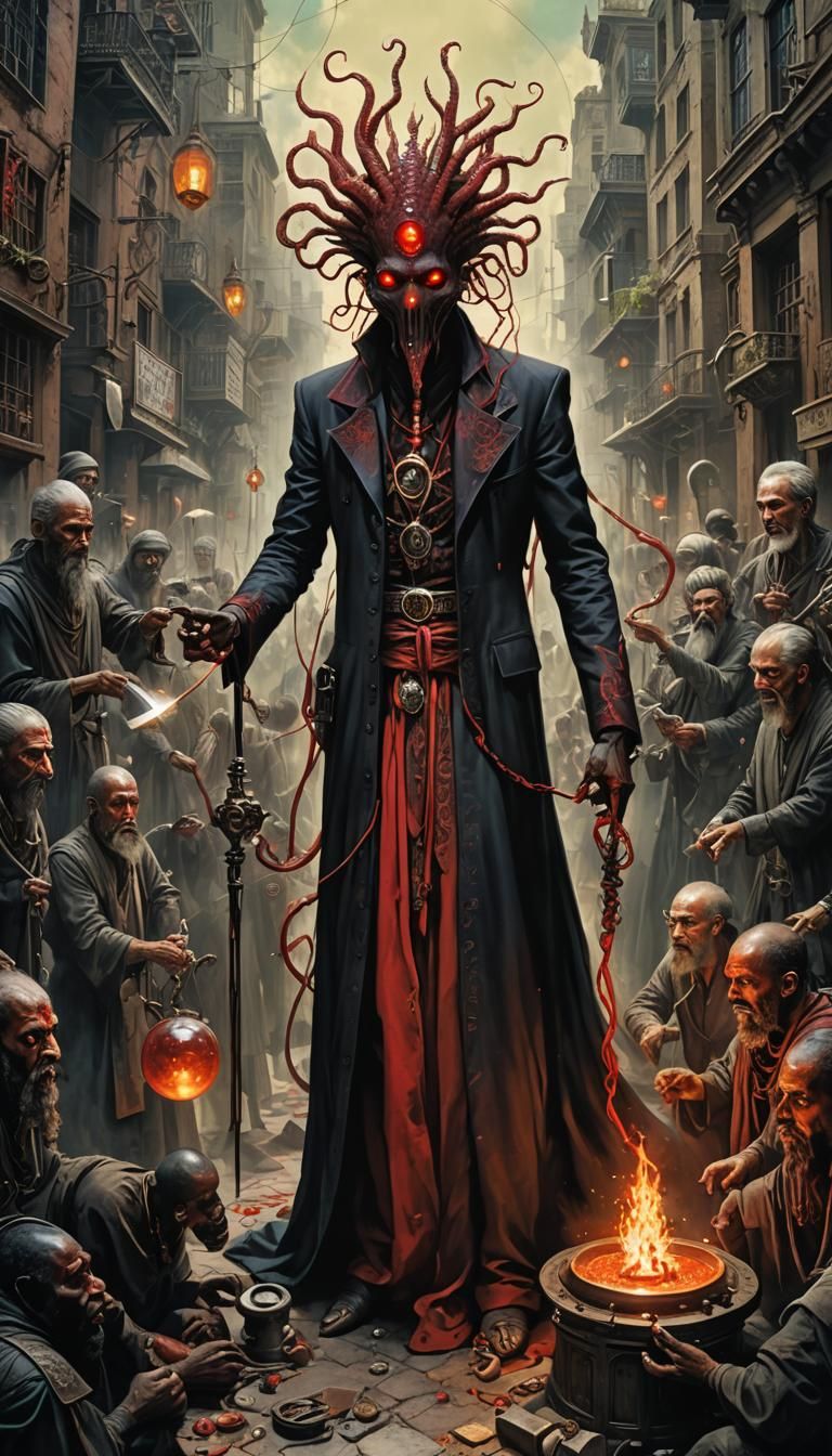 Nyarlathotep in Ancient Japanese Art Style