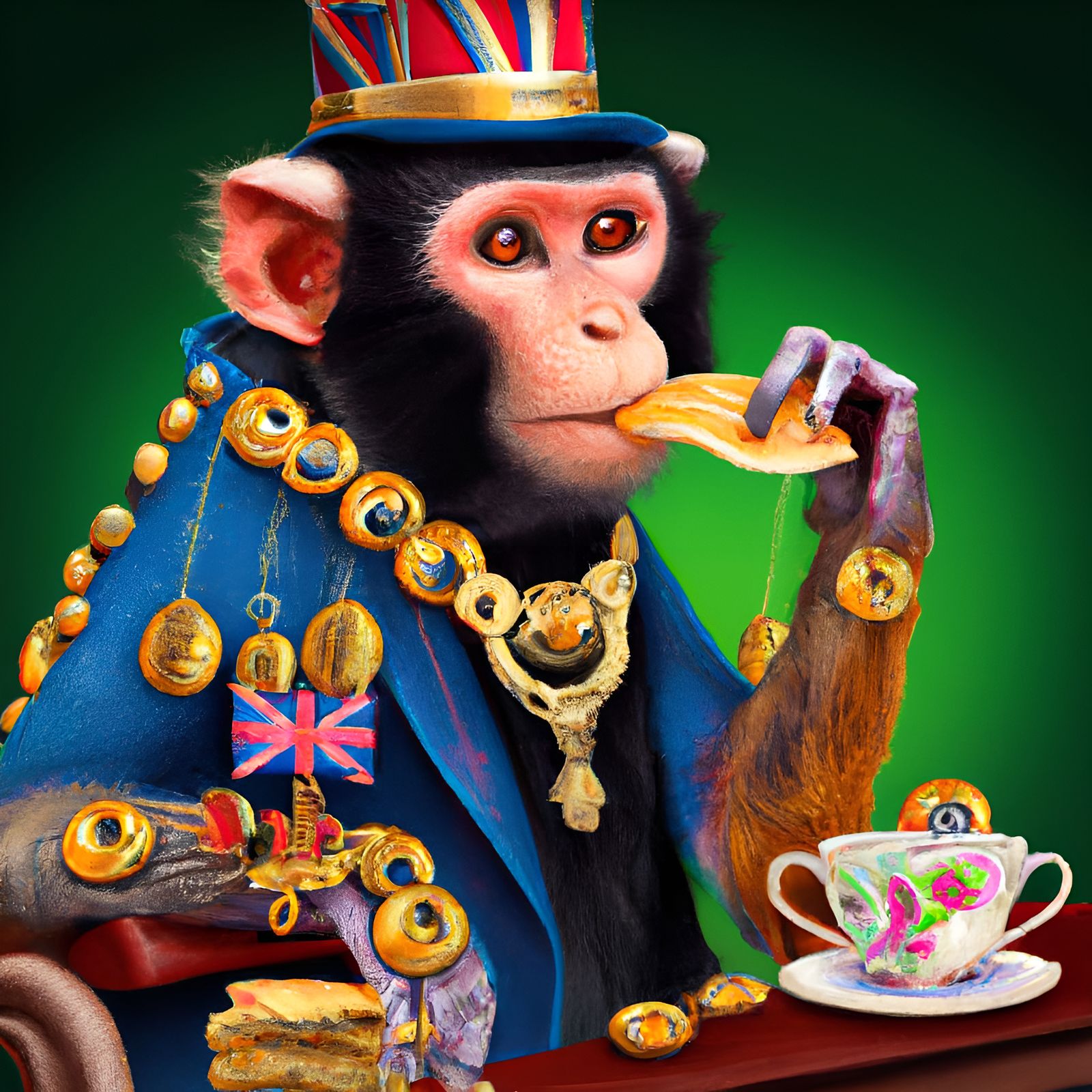 Sophisticated Monkey Tea Party, Digital Art