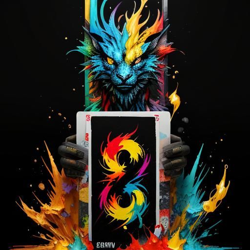Fiery Chimera Card Art in Graffiti Style