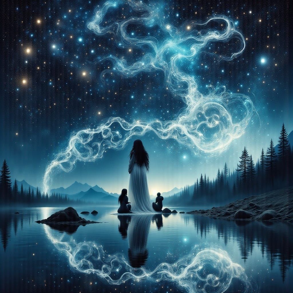 Surreal Transition: Woman's Face to Starlit Sky