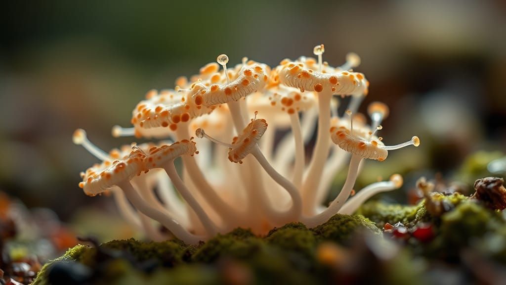 Macro Petri Dish with Exploding Fungi