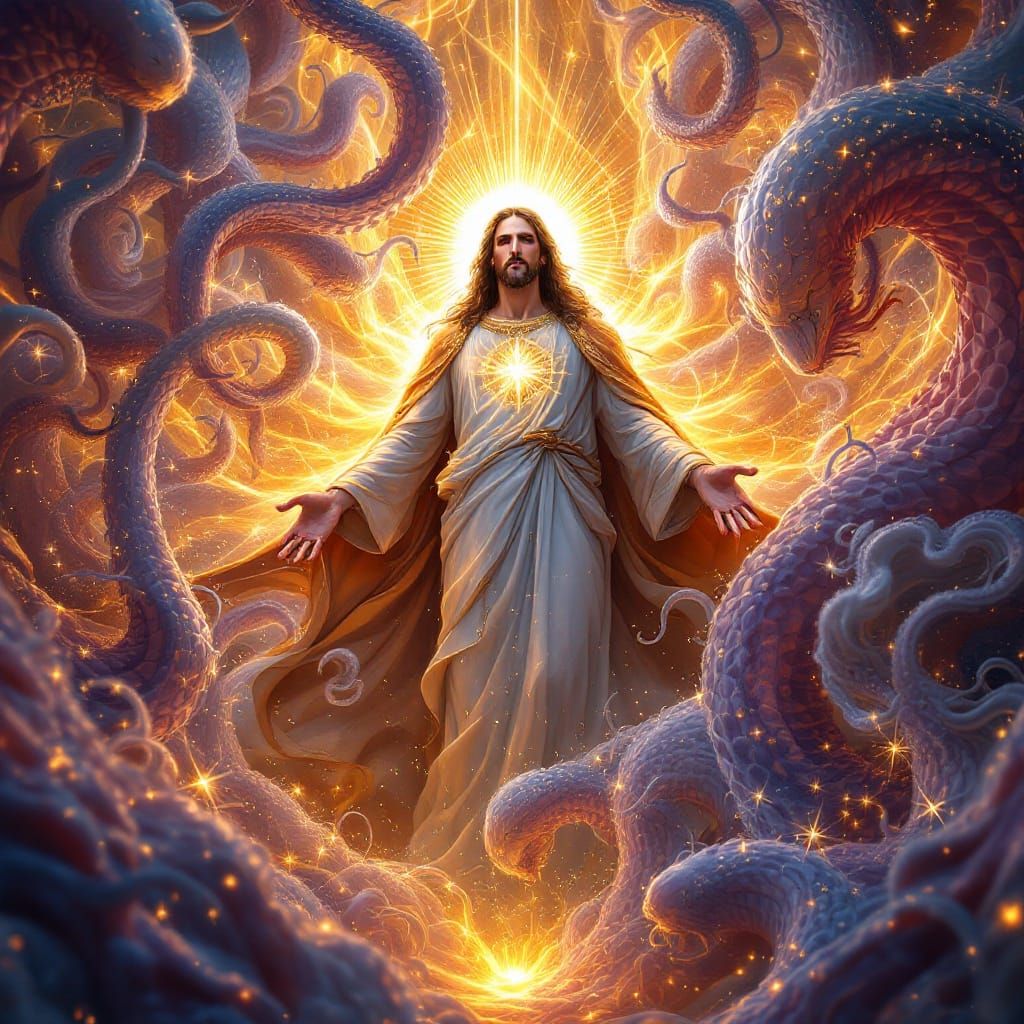 Majestic Jesus Figure in Anime-Inspired 3D Art