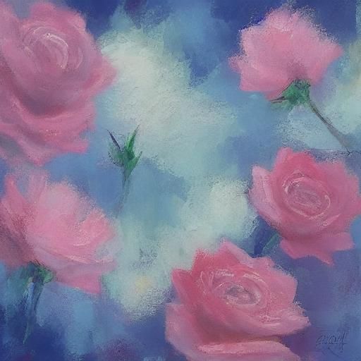 Pink Roses in Moonlight: Impressionist Style Macro