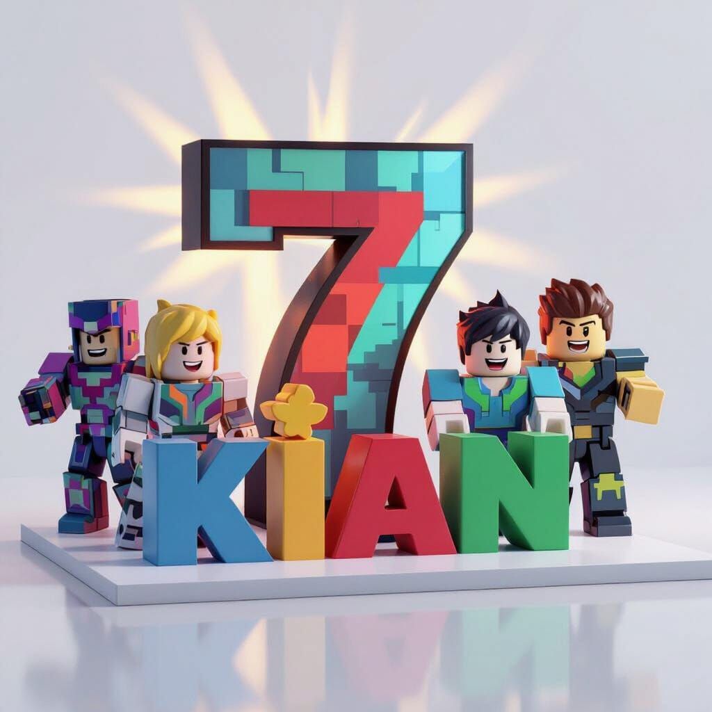 Roblox Kian 7 Cake Topper - Vibrant Digital Art