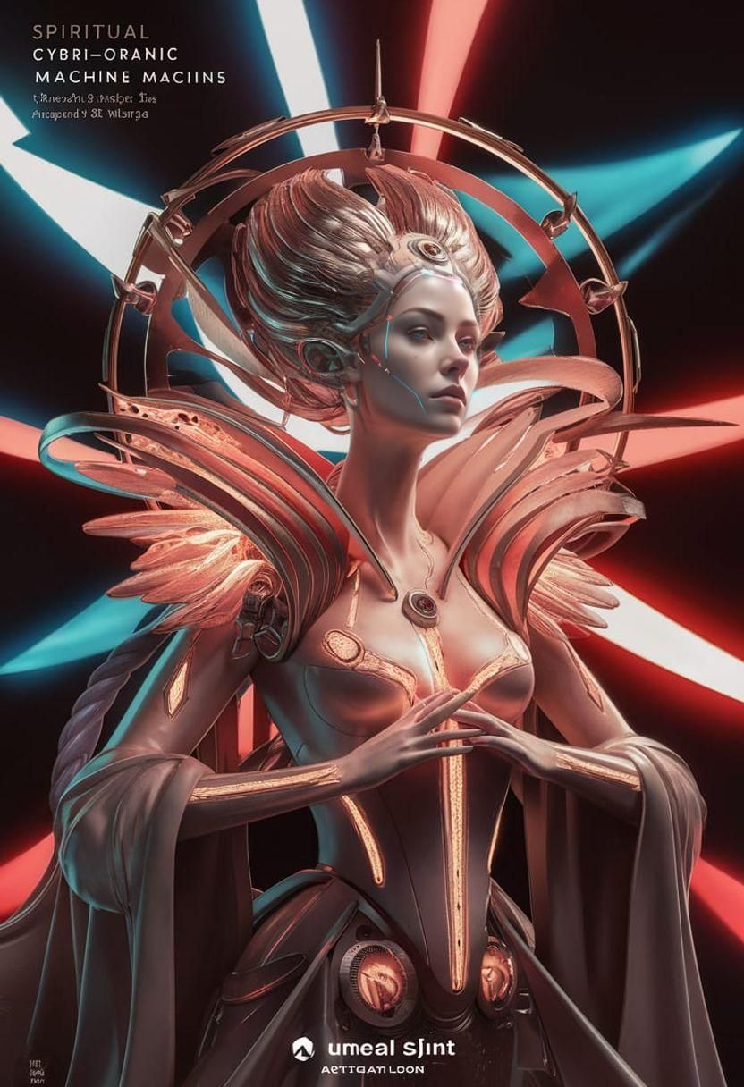 Cyber-Organic Machine God Queen Portrait in Digital Art Styl...