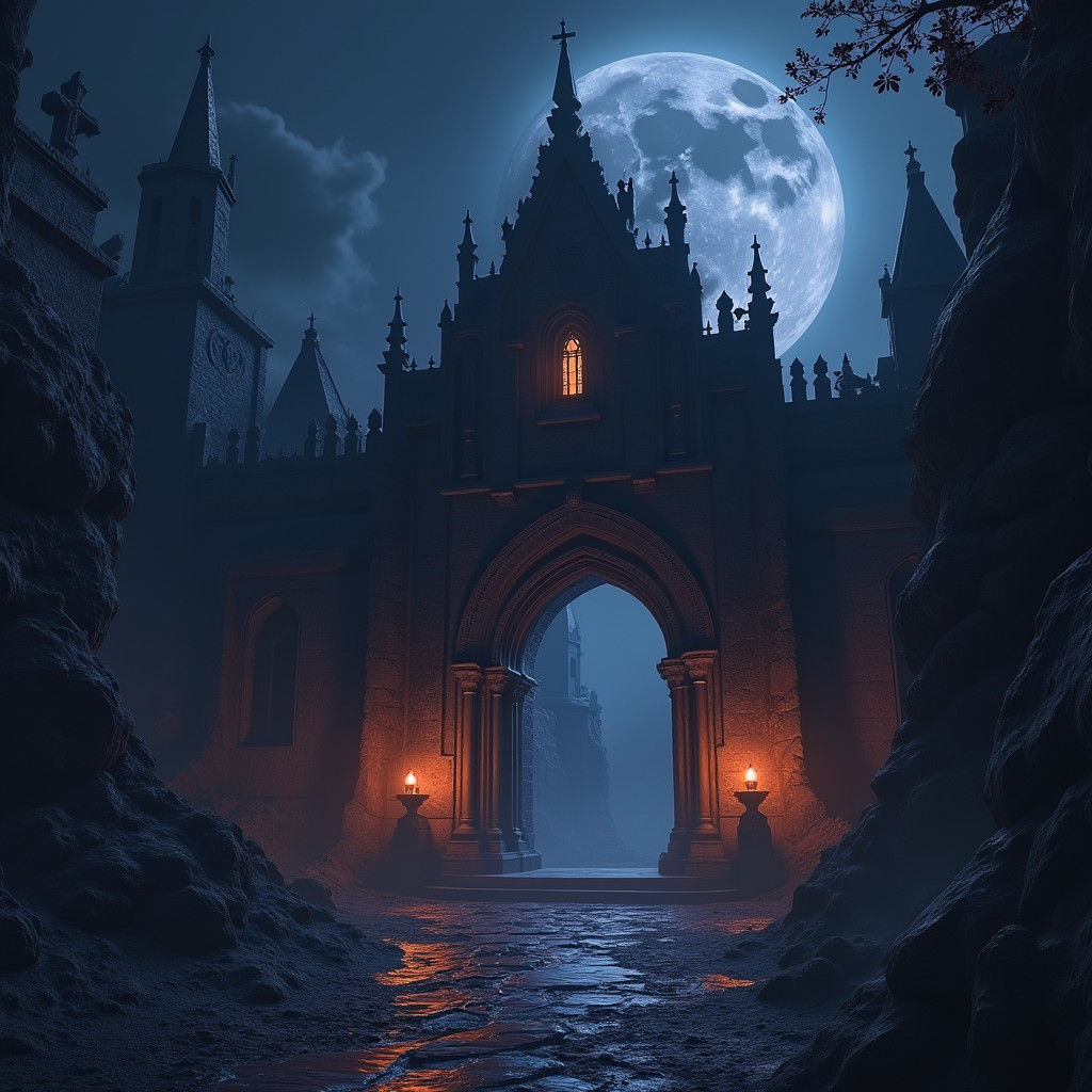 Ethereal Gateway to Underworld with Black Moon