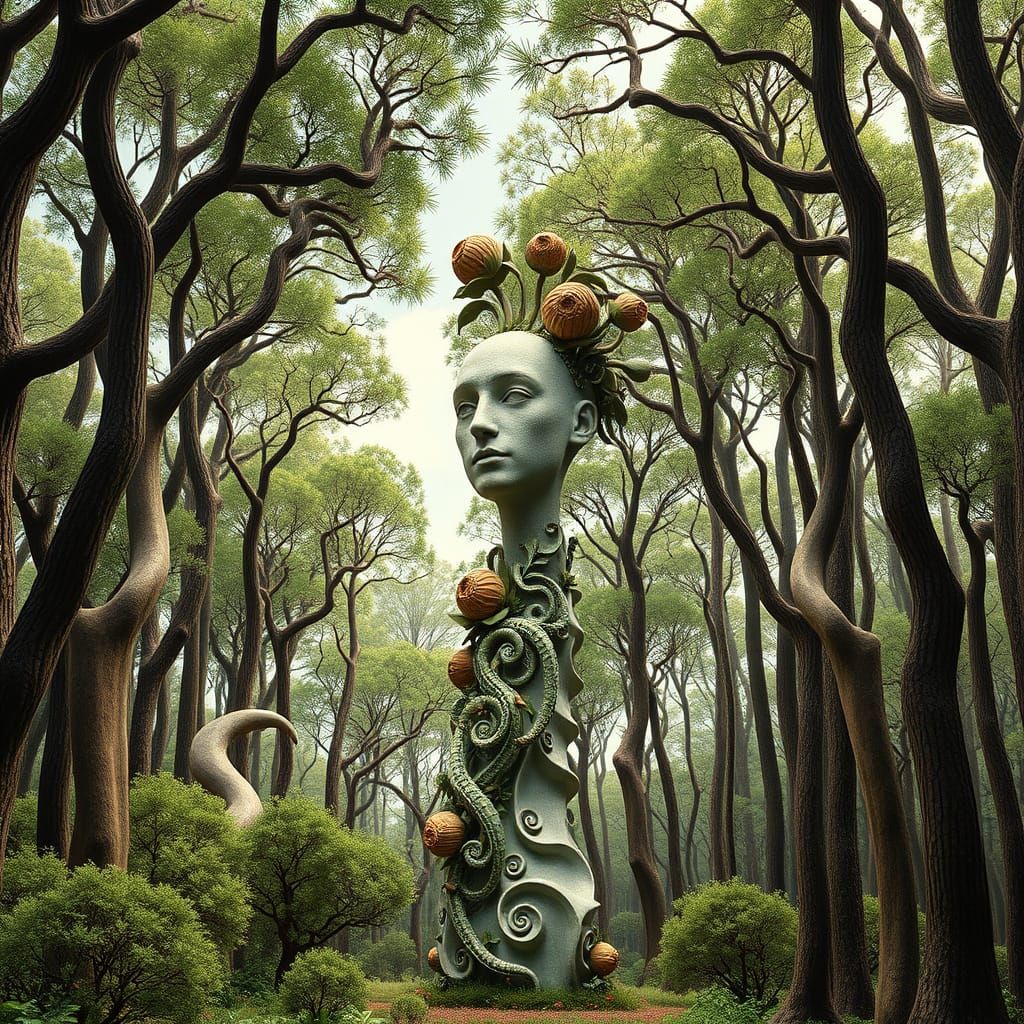 Ethereal Forest Dancer with Fiddleheads and Tacca Flowers