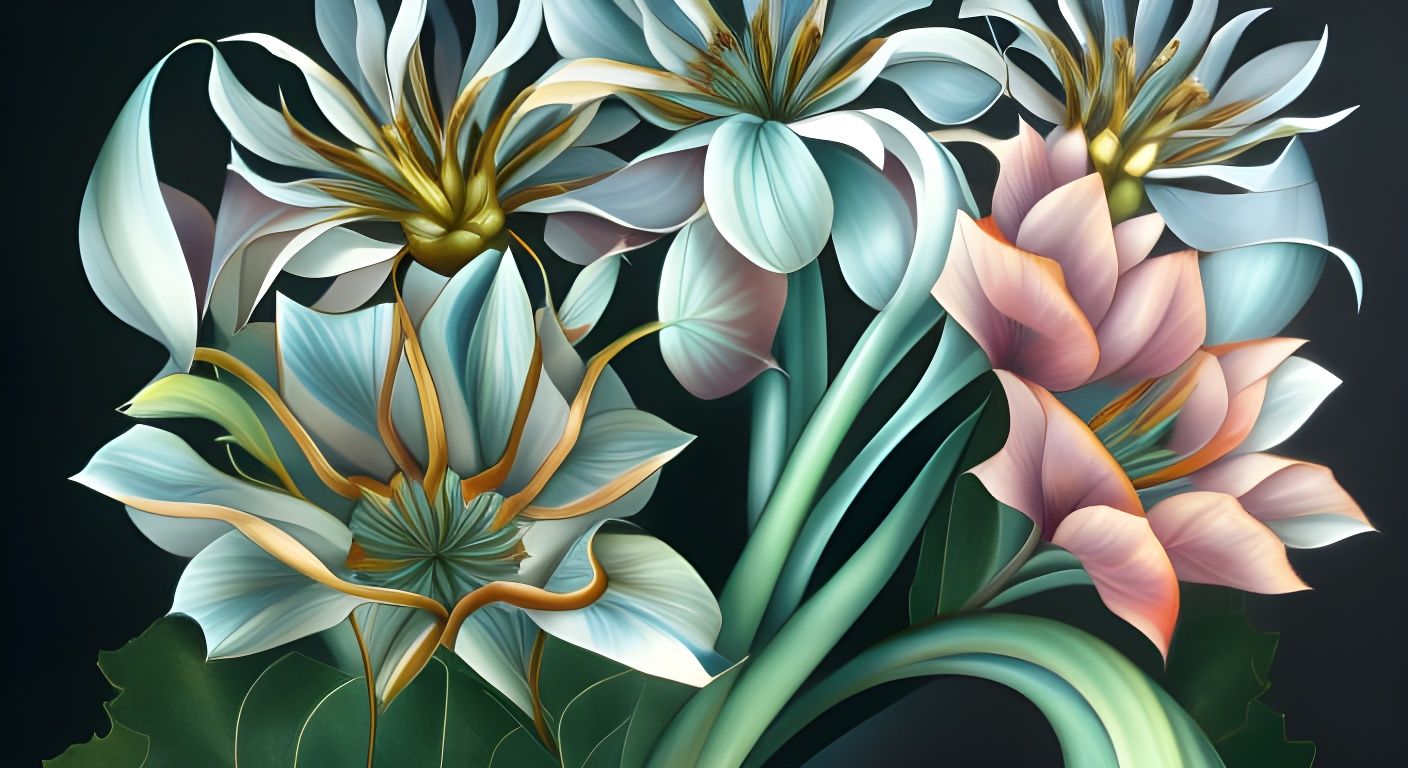 Floral Kaleidoscope in Art Nouveau Style